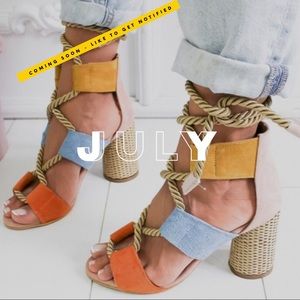 Tie Me Up Color Block Rope Heels